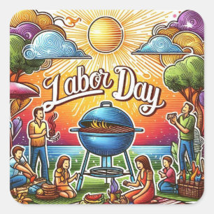 Sunny Labourdag Firande Fyrkantigt Klistermärke