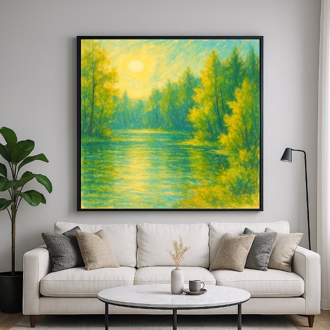 Sunny Lakeside Ligcape - Pastel Painting Stil Poster (Skapare uppladdad)