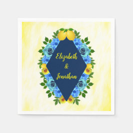 Sunny Lemon Blommigt Bröllop Pappersservett