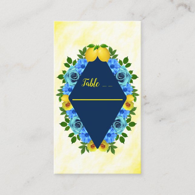 Sunny Lemon Blommigt Bröllop Placeringskort (Framsida)