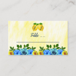 Sunny Lemon Blommigt Bröllop Placeringskort