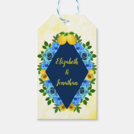 Sunny Lemon Blommigt Bröllop Presentetikett