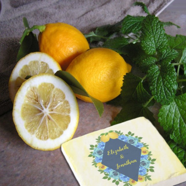 Sunny Lemon Blommigt Bröllop Stenunderlägg (Skapare uppladdad)