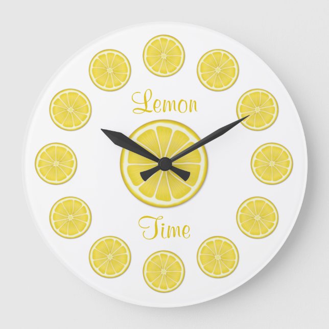 Sunny Lemon Time Wall Clock Stor Klocka (Framsida)