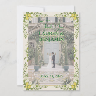 Sunny Lemon Wedding Thank You Card Tack Kort