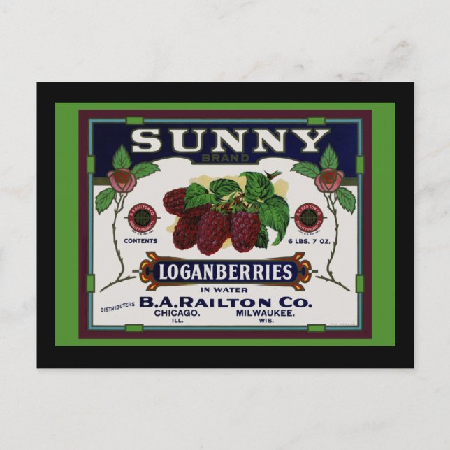 Sunny Loganberry Fruit Vykort (Framsida)