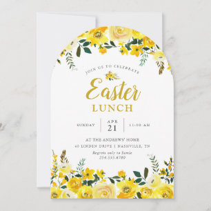 Sunny Meadow Blommigt Påsk Lunch Party-inbjudan Inbjudningar