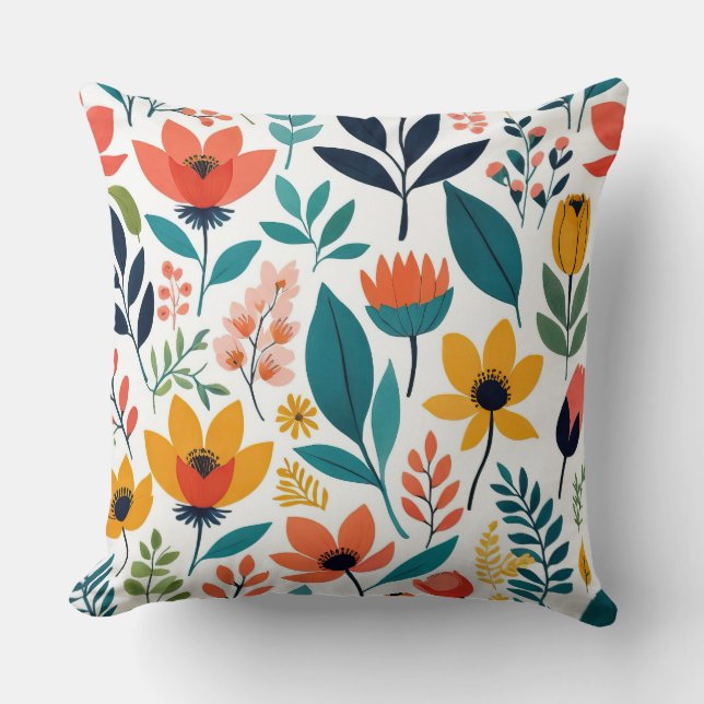 Sunny Meadow Pop Minimalistisk modern blommigt Kudde (Framsida)