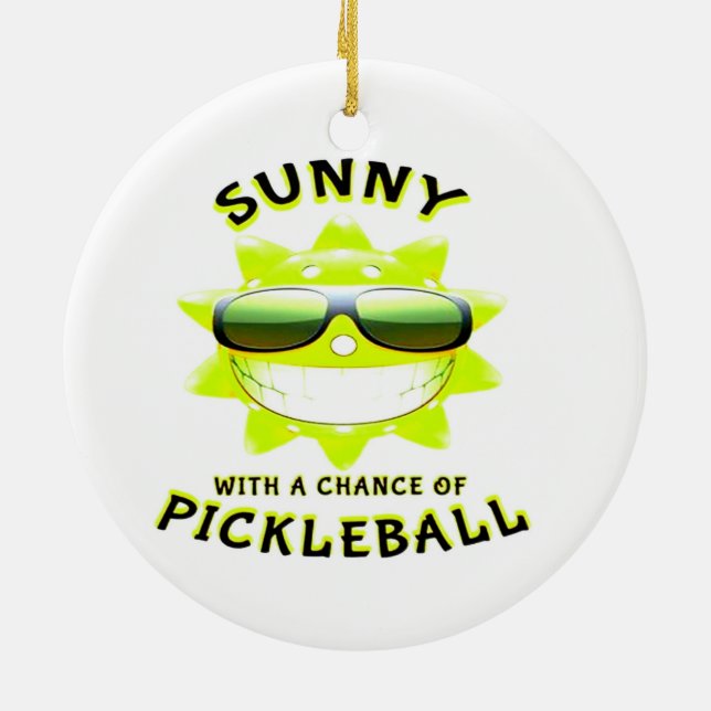 Sunny med en PickleBall-chans Julgransprydnad Keramik (Baksidan)