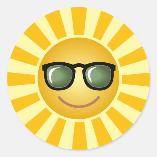 Sunny med Shades Runt Klistermärke (Framsida)