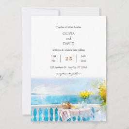 Sunny Ocean View Breakfast Balcony Beach Wedding Inbjudningar