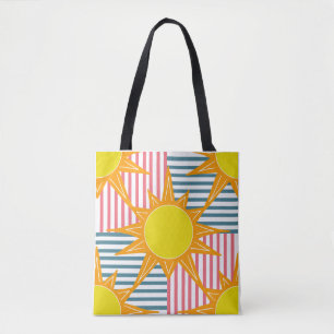 Sunny orange gult sol vit rosa rand tygkasse