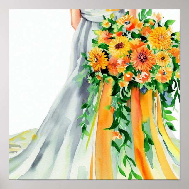 Sunny Orange, Möhippa Cascading Bouquet 2, Poster (Framsidan)