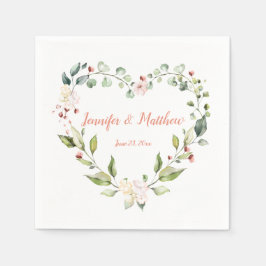 Sunny Peach Rosa Heart WAN Bröllop Napkins Pappersservett