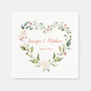 Sunny Peach Rosa Heart WAN Bröllop Napkins Pappersservett