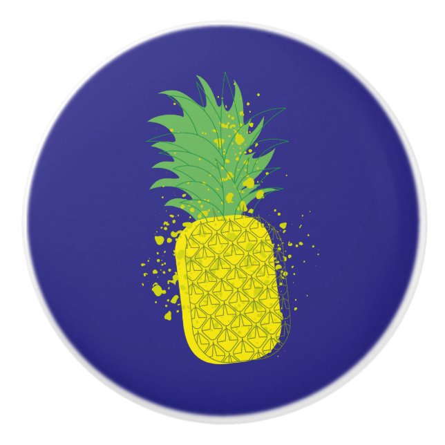Sunny Pineapple Modern Graphic Art Yellow Green  Knopp (Framsidan)