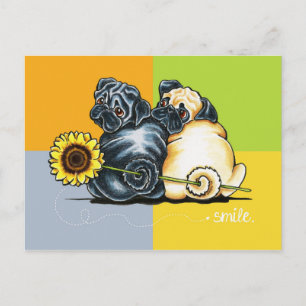 Sunny Pugs Vykort