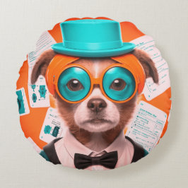 Sunny Puppy Round Pillow Rund Kudde