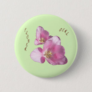 Sunny Rosa Tulips Flower Girl Button Knapp