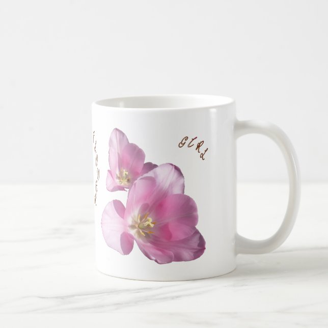 Sunny Rosa Tulips Flower Girl Mugg (Höger)