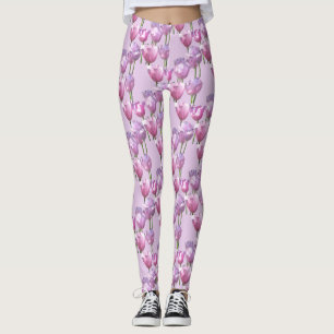 Sunny Rosa Tulips Mönster Legging
