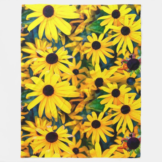 Sunny Rudbeckia Black-Eyed Susan Fleecefilt (Framsidan)