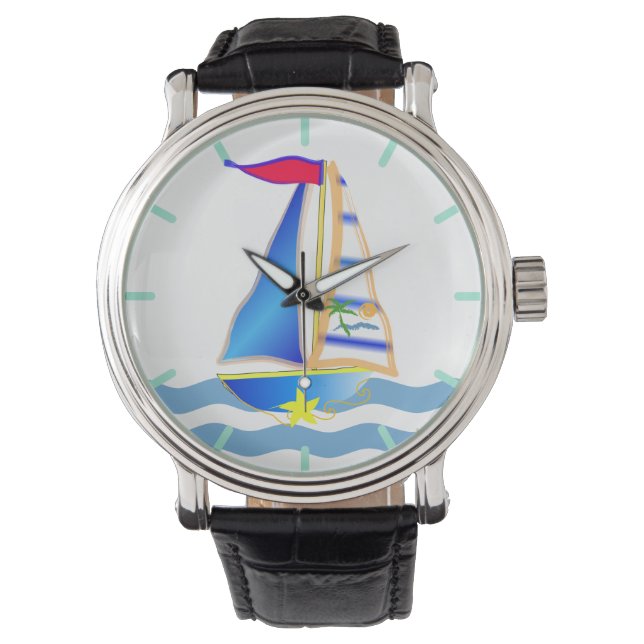 Sunny Sailing Day Anpassningsbar Armbandsur (Framsida)