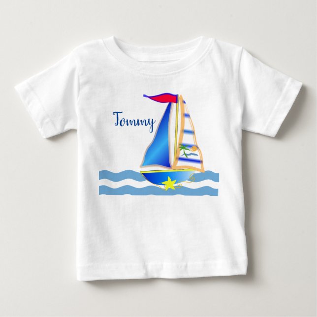 Sunny Sailing Day Anpassningsbar T Shirt (Framsida)