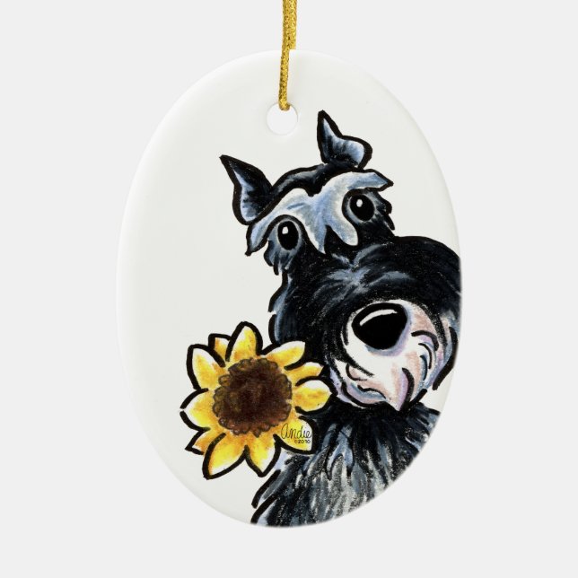Sunny Schnauzer Classic Personlig Julgransprydnad Keramik (Framsidan)