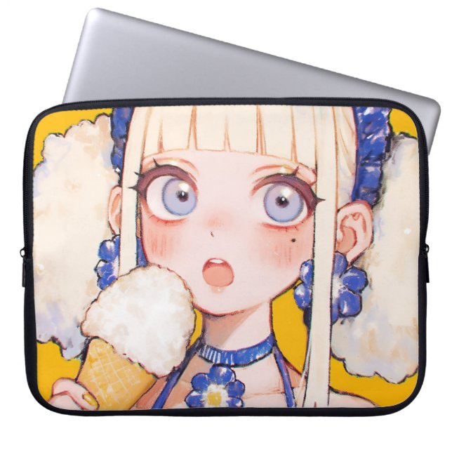 Sunny Scoop Anime Girl med Vanilla Cone Laptop Fodral (Framsidan)