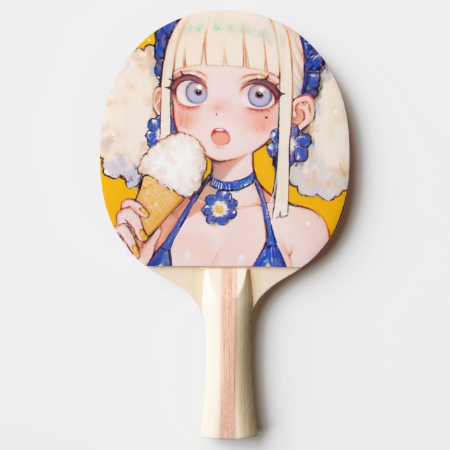 Sunny Scoop Anime Girl med Vanilla Cone Pingisracket (Framsidan)