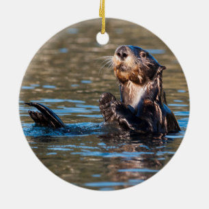 Sunny Sea Otter Julgransprydnad Keramik