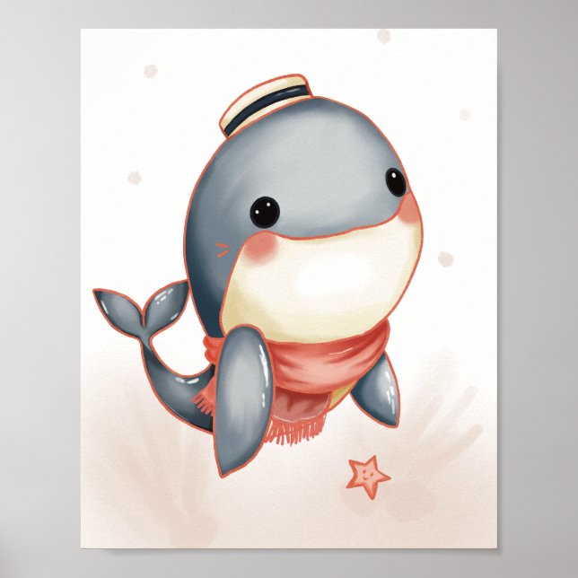Sunny Seas & Cozy Scarves – Whale Style Poster (Framsidan)
