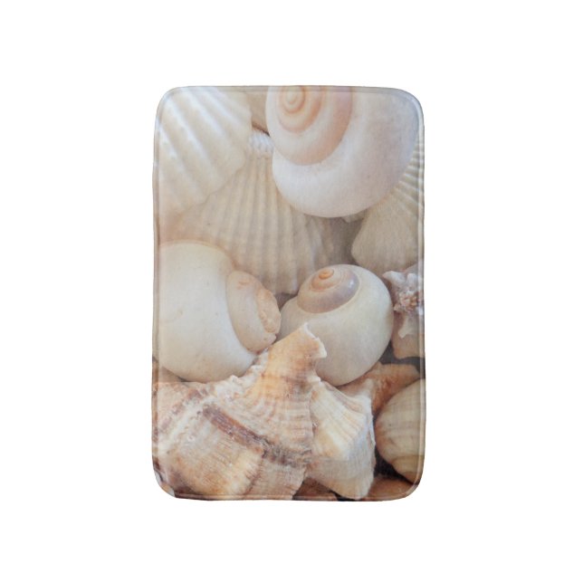 Sunny Seashells Bath Mat Summer Beach Exotic Snäck Badrumsmatta (Framsidan (Vertikal))