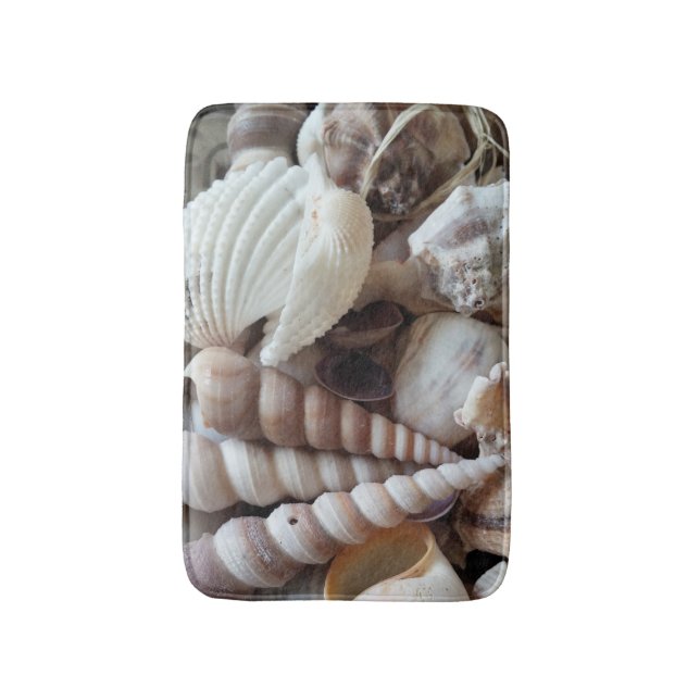 Sunny Seashells Bath Mat Summer Beach Exotic Snäck Badrumsmatta (Framsidan (Vertikal))