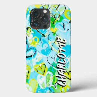 Sunny Serenad Himlar: Blue Gult Graffiti Hearts