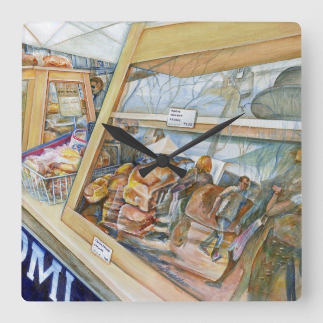 Sunny sida av galenskap fyrkantig klocka (Framsida)