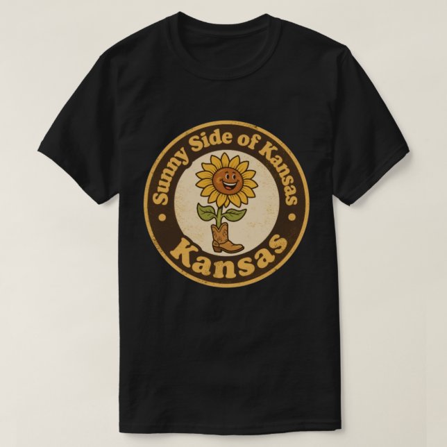 Sunny Side of Kansas_ Solros with Boots Artwork T Shirt (Design framsida)