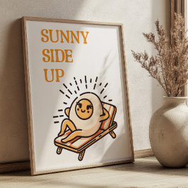 Sunny Side Up Lunt Punny Egg Mascot Retro Art Poster