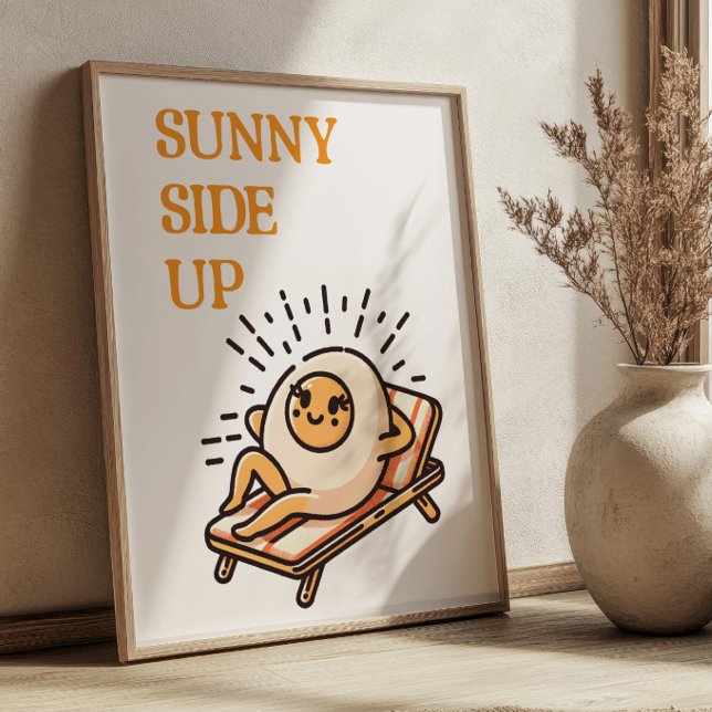 Sunny Side Up Lunt Punny Egg Mascot Retro Art Poster (Skapare uppladdad)