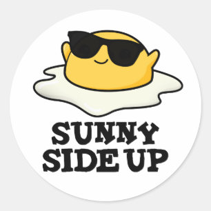 Sunny Side Up-ung Fried Egg Pun Runt Klistermärke