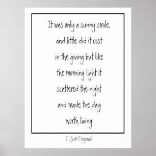 Sunny Smile Inspirational Dikt F. Scott Fitzgerald Poster