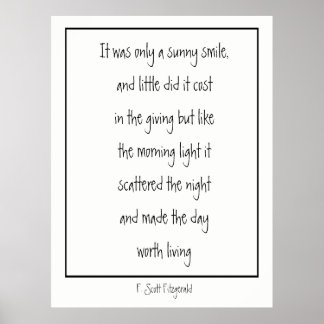 Sunny Smile Inspirational Dikt F. Scott Fitzgerald Poster