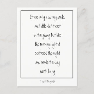 Sunny Smile Inspirational Dikt F. Scott Fitzgerald Vykort