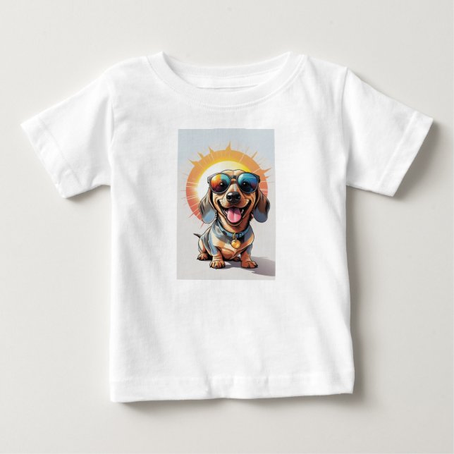 Sunny Smiles: Coolan Dachshund T Shirt (Framsida)