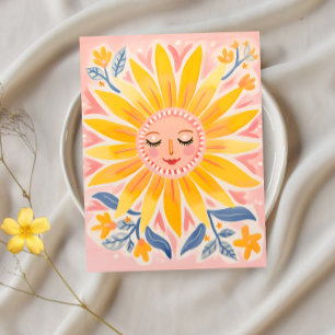 Sunny Smiles: Whimsical Solros Postcard Vykort
