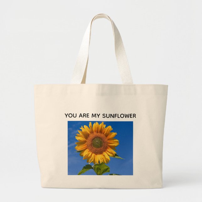 Sunny Solros Tote Bag - Cute & Snyggt Eco-Frie Jumbo Tygkasse (Framsidan)
