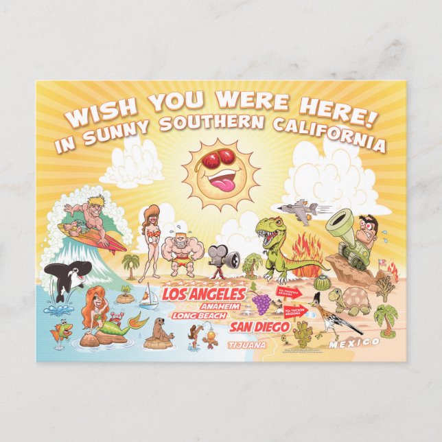 Sunny Southern California Postcard Vykort (Framsida)