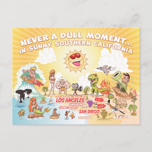 Sunny Southern California Postcard Vykort (Framsida)