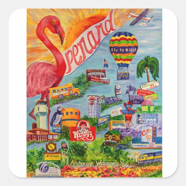 Sunny Spenard Alaska-dekett Fyrkantigt Klistermärke (Framsida)